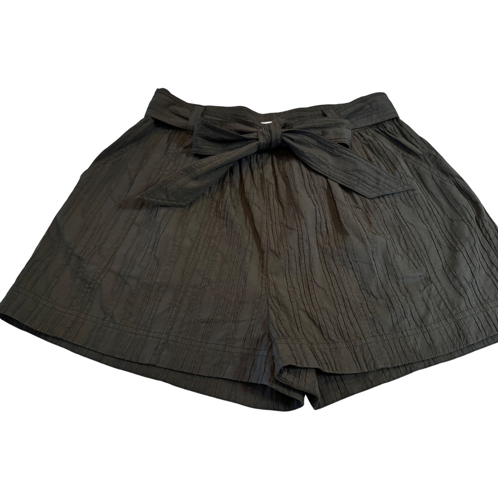 Marie Oliver Cori Short Black Textured Tie Waist High Rise Shorts 6 NEW